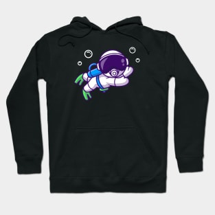 Cute Astronaut Snorkeling Cartoon Hoodie